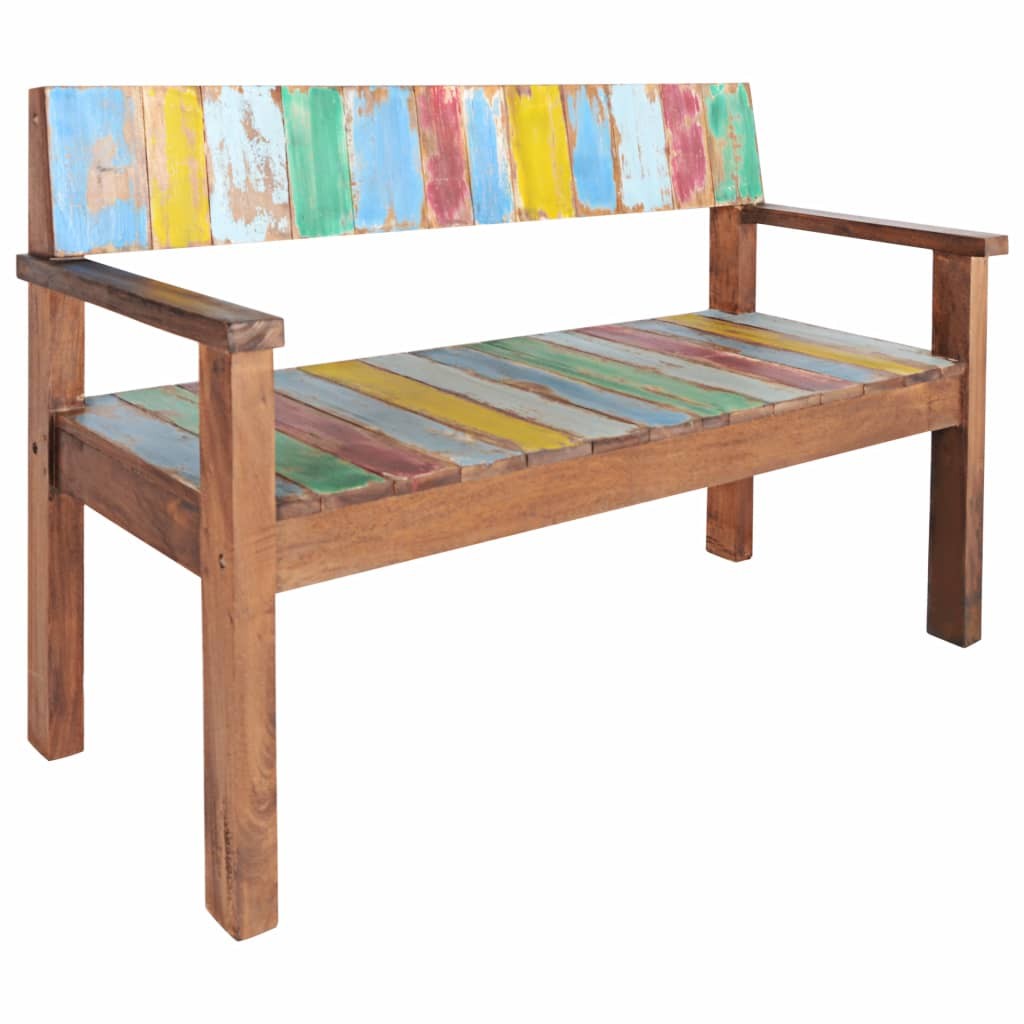 Bench Solid Reclaimed Boat Wood 125x51x80 cm